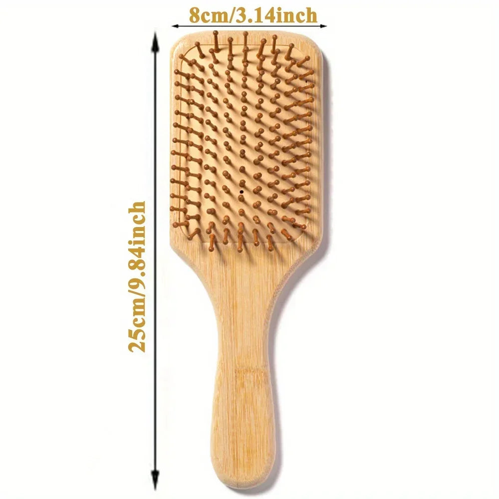 Bamboo Paddle Comb Air Cushion Detangler For Real Hair Wigs