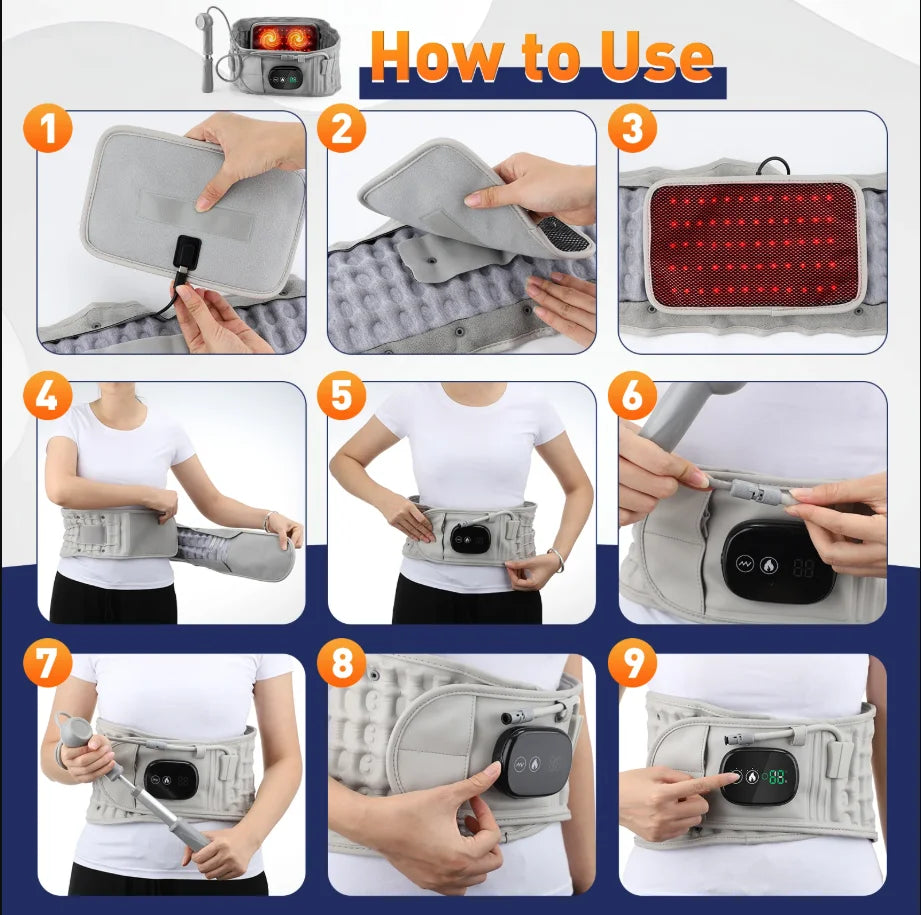 DeMoce Inflatable Lumbar Decompression Belt With Heated Massage
