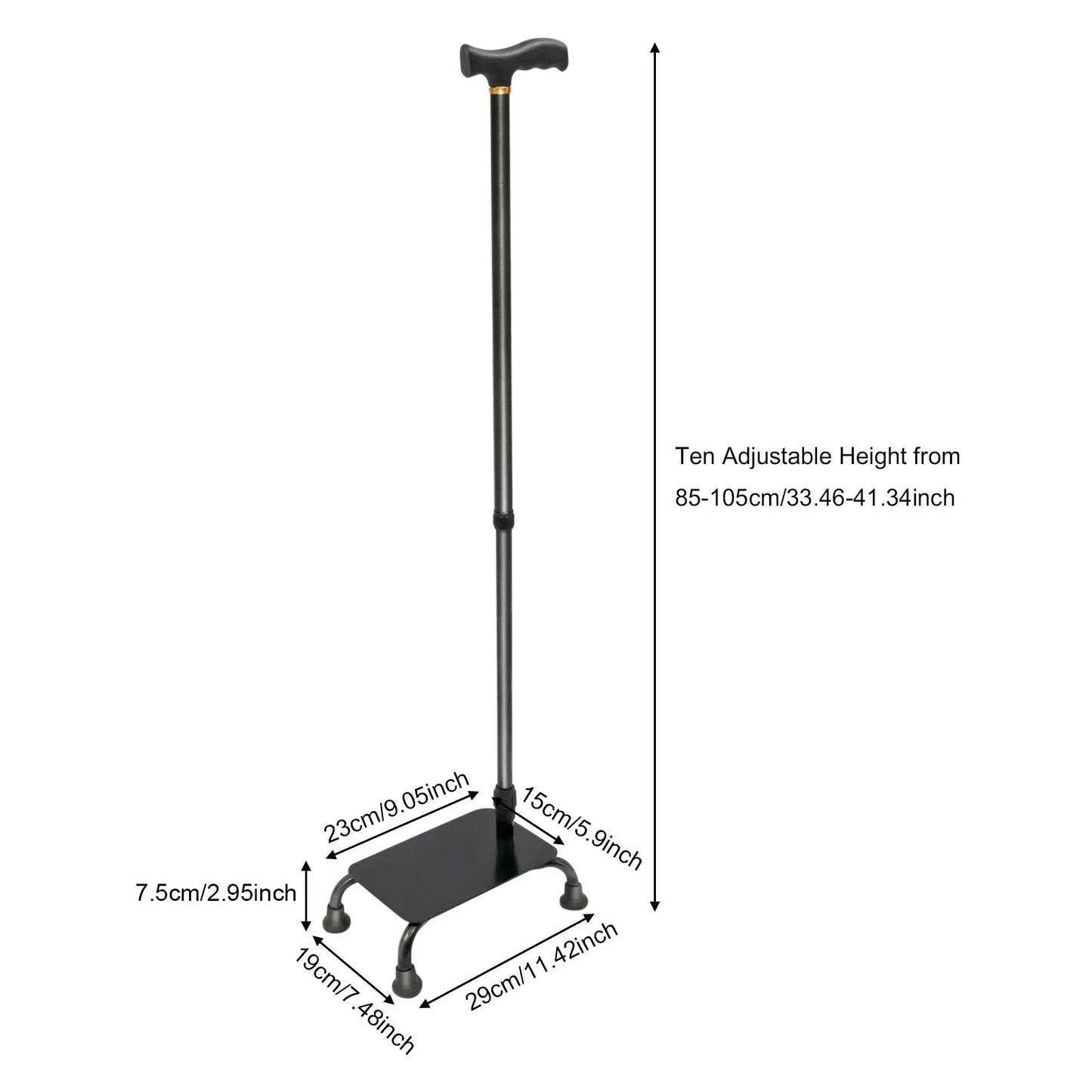 Stair Climbing Assist Cane With Adjustable Height UltraDurable Lightweight Aluminum