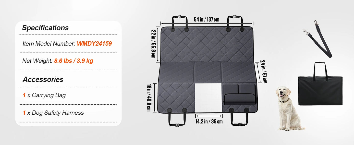 SucceBuy Back Seat Extender for Dogs Dog Hammock for Car Back seat Waterproof Hard Bottom Dog Car Seat Cover for Back Seat