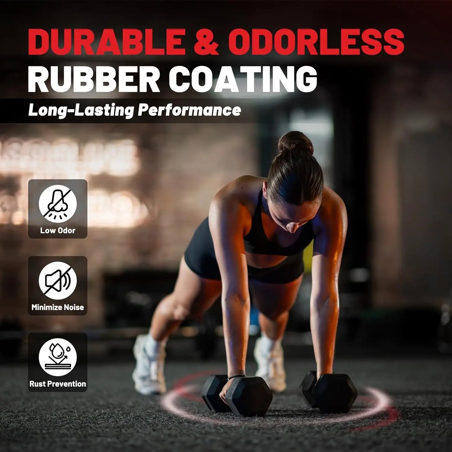 Hex Dumbbell Set With Rack Rubber Coated Cast Iron Weights