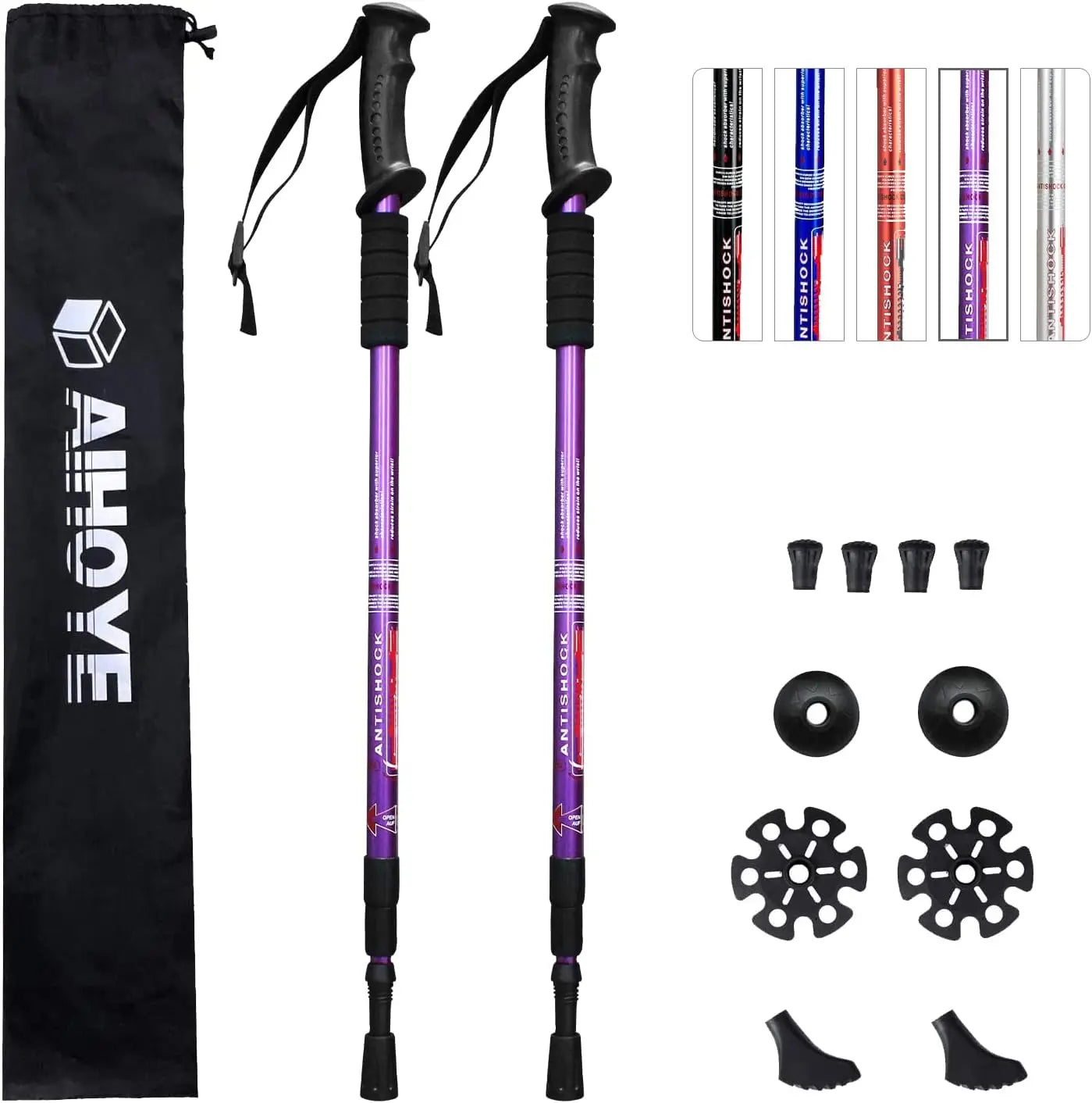 XMSJ Hiking Trekking Poles 2-Pack Adjustable Anti-Shock Walking Sticks