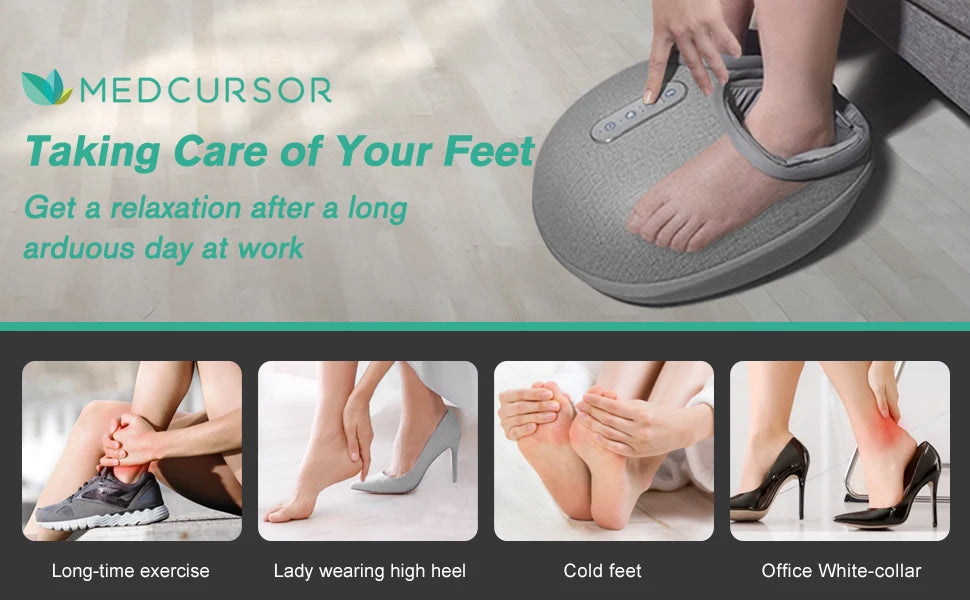 Medcursor Foot Massager With Heating Therapy Shiatsu Deep Kneading Home Office