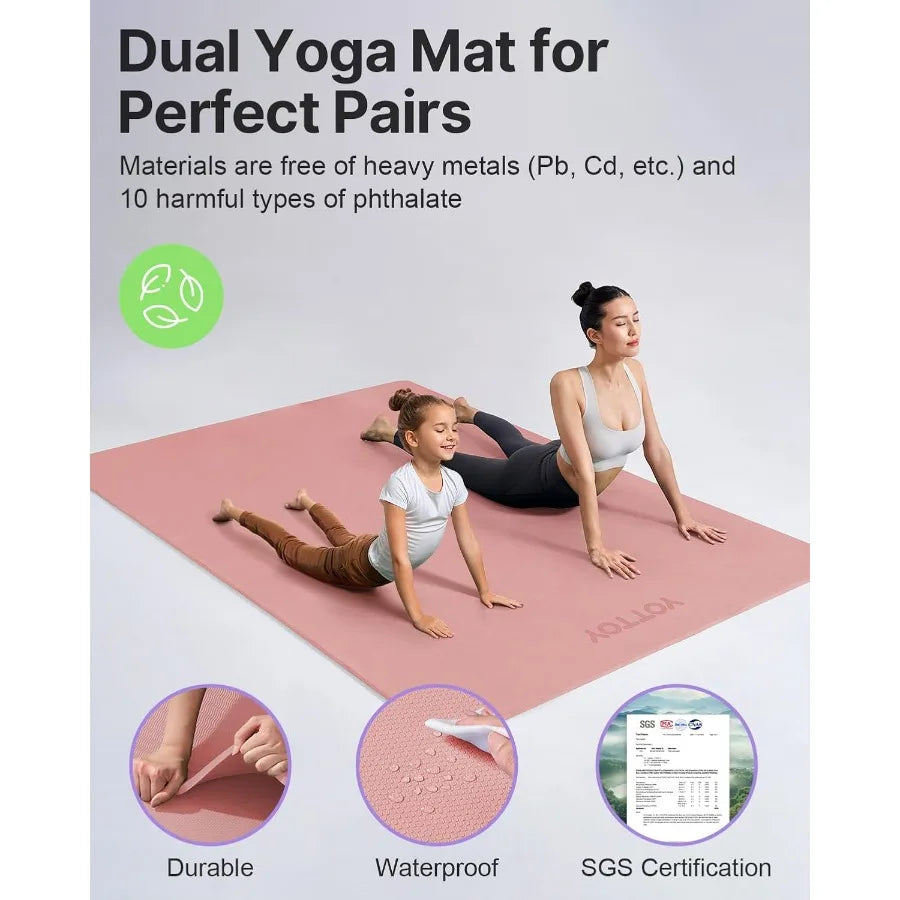 Large Yoga Mat 75 52 1 2 inch Extra Wide TPE Exercise Mat with NonSlip Surface Ideal for Pilates Fitness Training Barefo