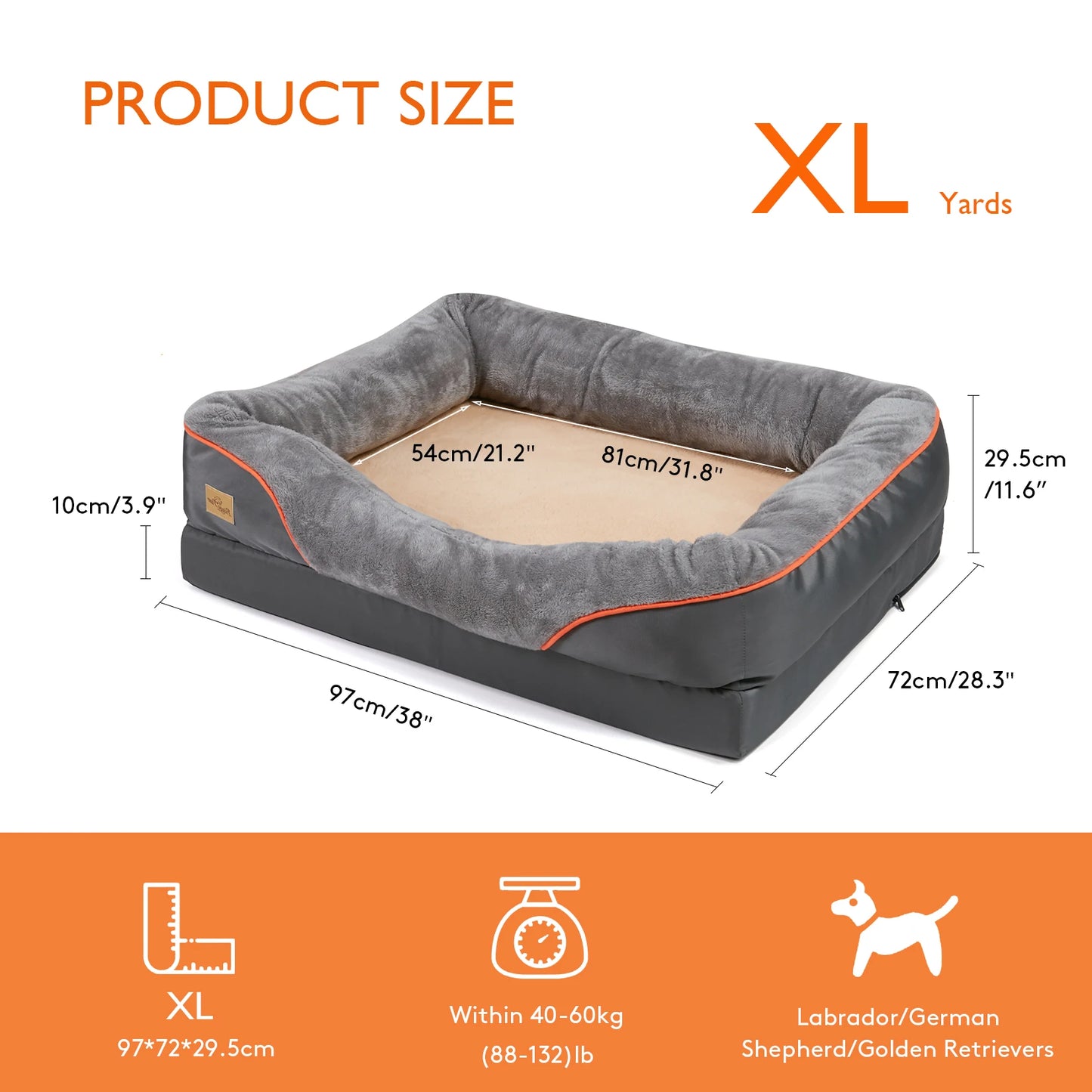 BINGOPAWCN Large Dog Bed Soft Warm Fleece With Removable Washable Cover Waterproof