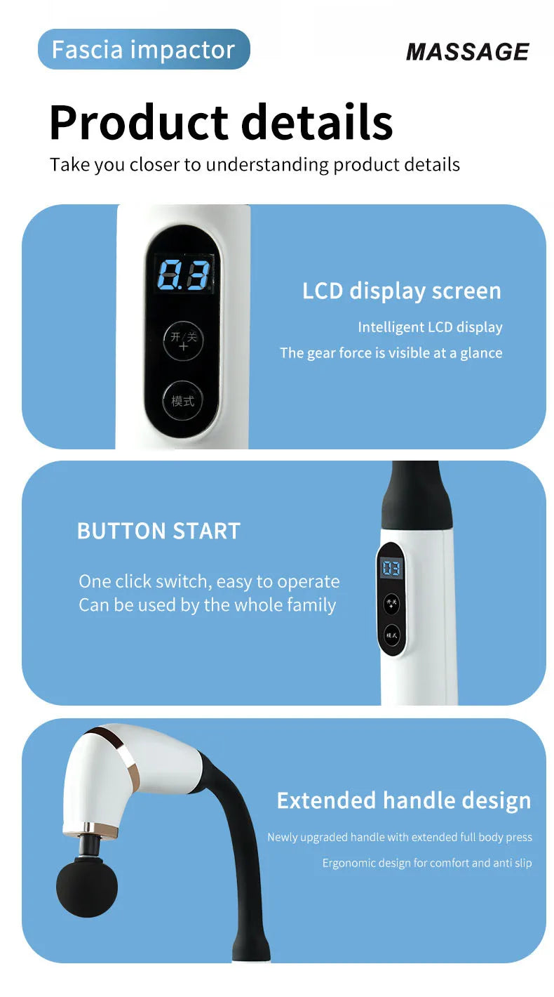 Massage Gun With Upgraded Extension Handle Back Massager For Neck Shoulders