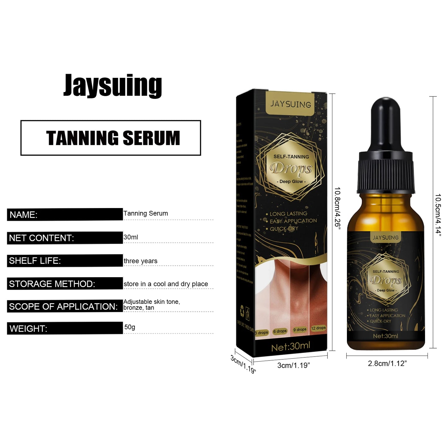 Jaysuing Sunless Self Tanner Drops For Face And Body
