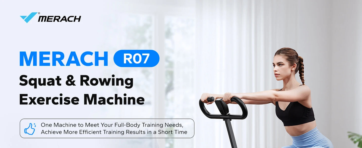 MERACH 2in1 Foldable Squat and Rowing Machine for Home Fitness