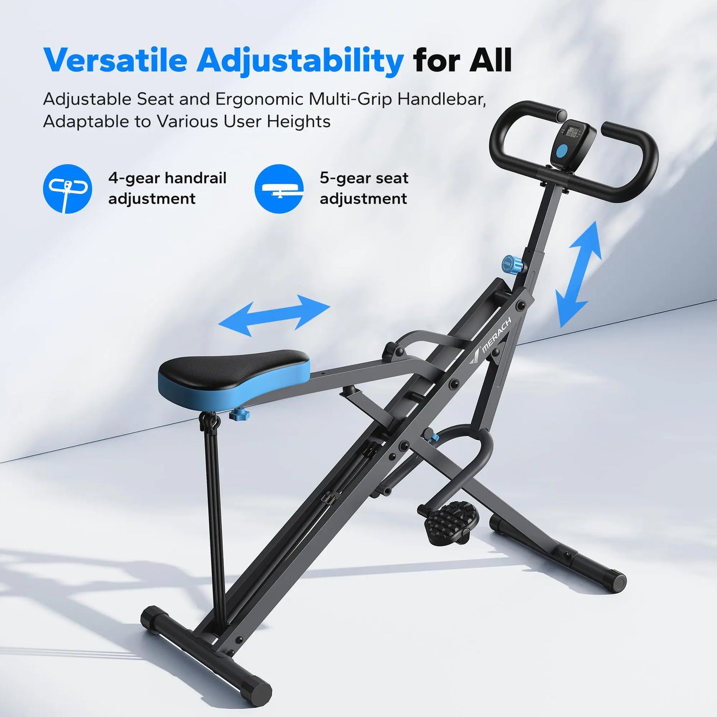 MERACH 2in1 Foldable Squat and Rowing Machine for Home Fitness