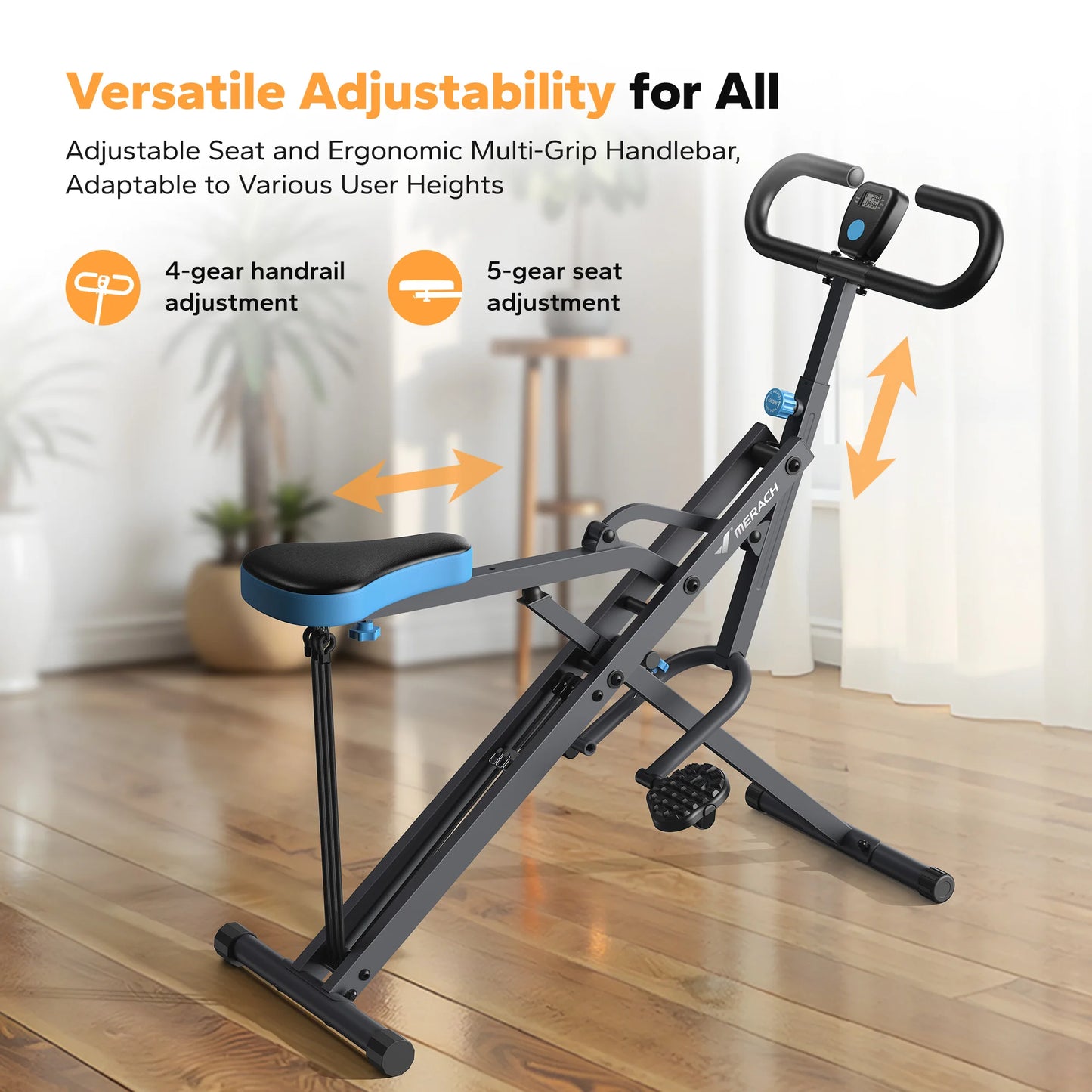 MERACH 2in1 Foldable Squat and Rowing Machine for Home Fitness
