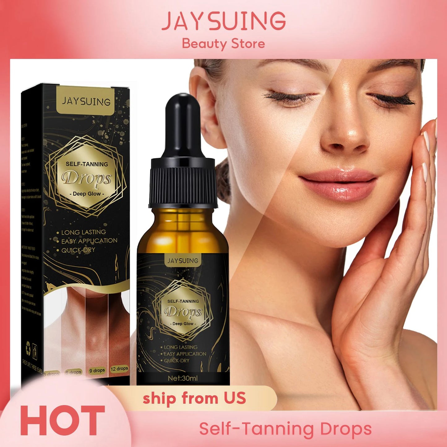 Jaysuing Sunless Self Tanner Drops For Face And Body