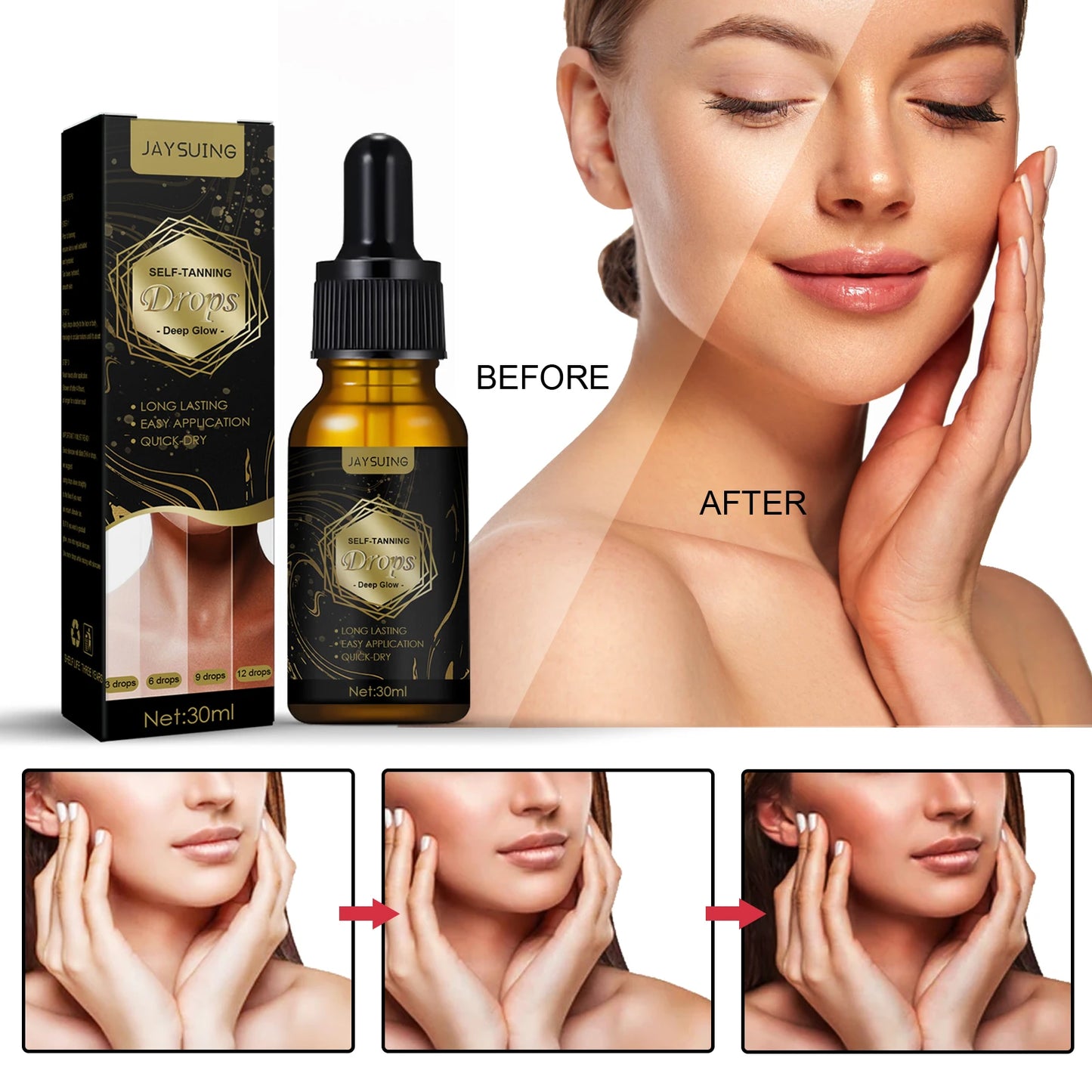 Jaysuing Sunless Self Tanner Drops For Face And Body