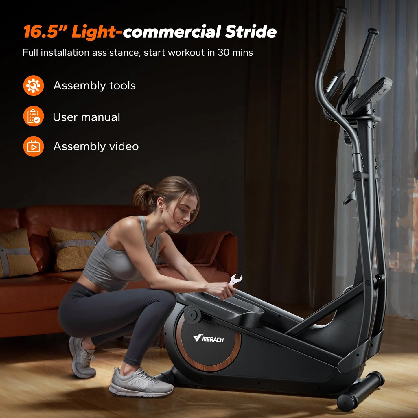 MERACH Elliptical Trainer With 8 Resistance Levels