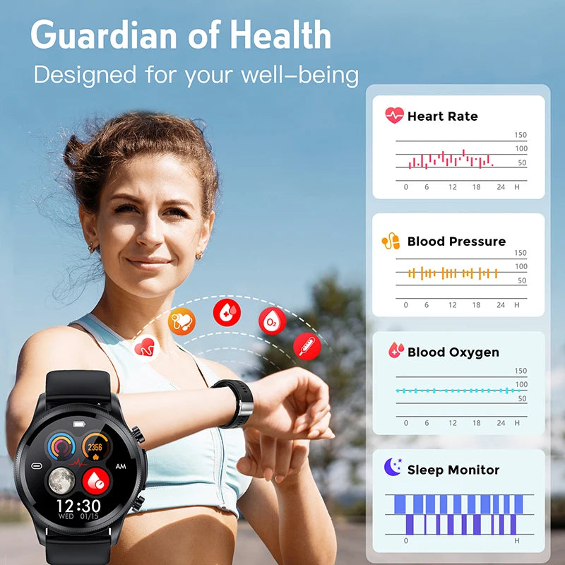 ECG Smart Watch Heart Rate Blood Pressure Blood Oxygen Monitoring