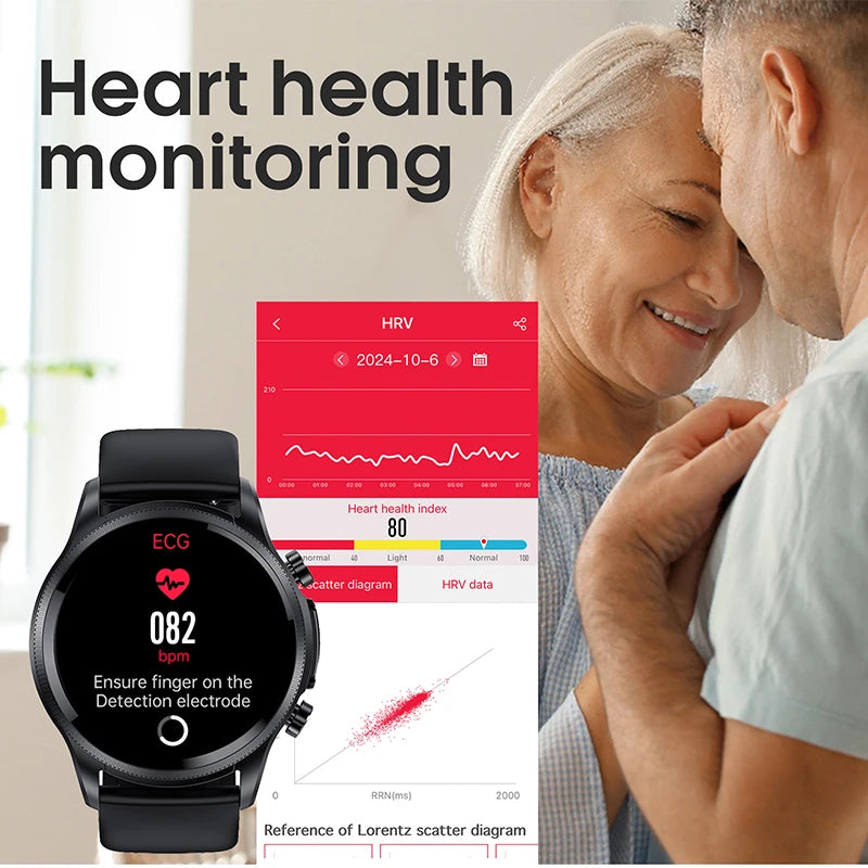 ECG Smart Watch Heart Rate Blood Pressure Blood Oxygen Monitoring