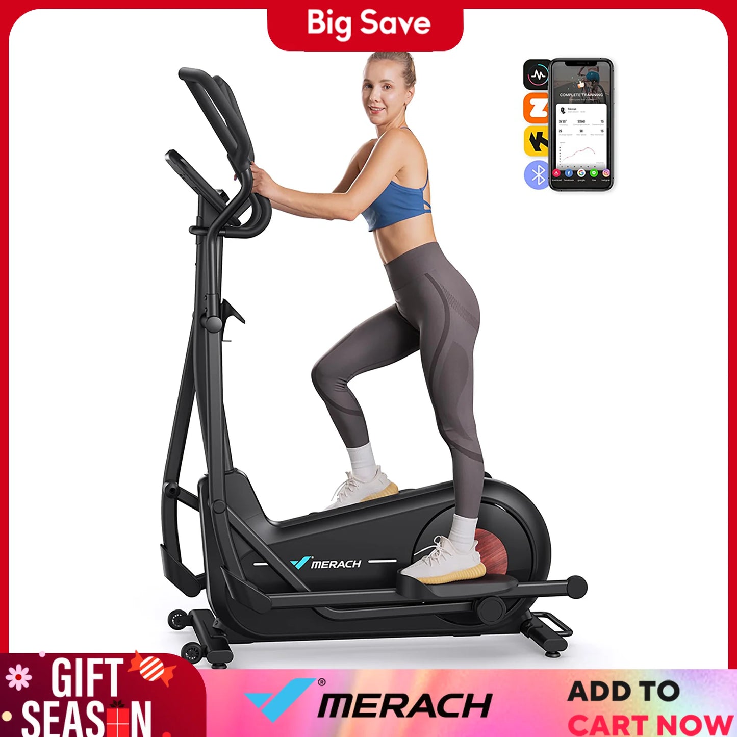 MERACH Elliptical Trainer With 8 Resistance Levels