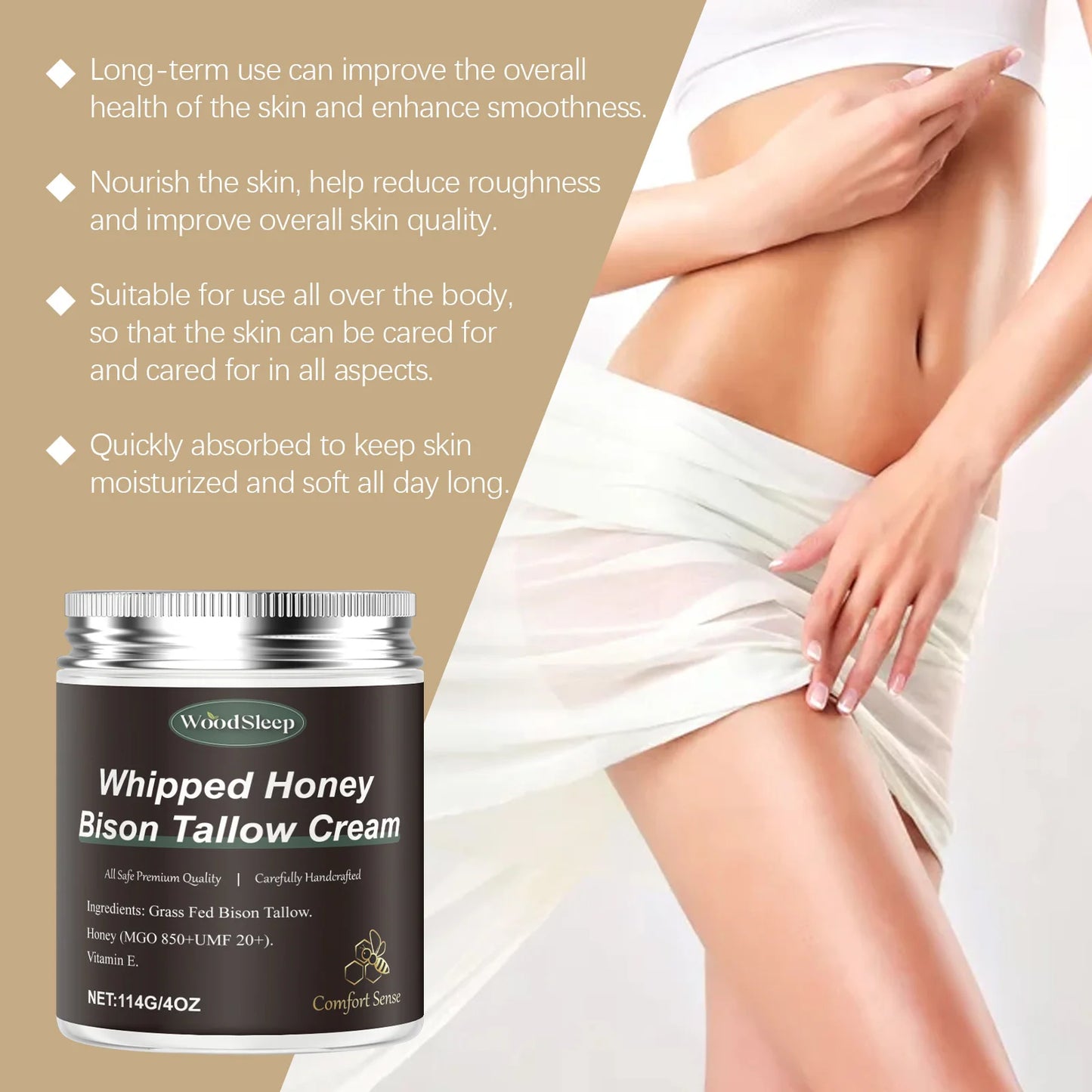 Woodsleep Tallow Honey Balm Moisturizing Cream for Skin