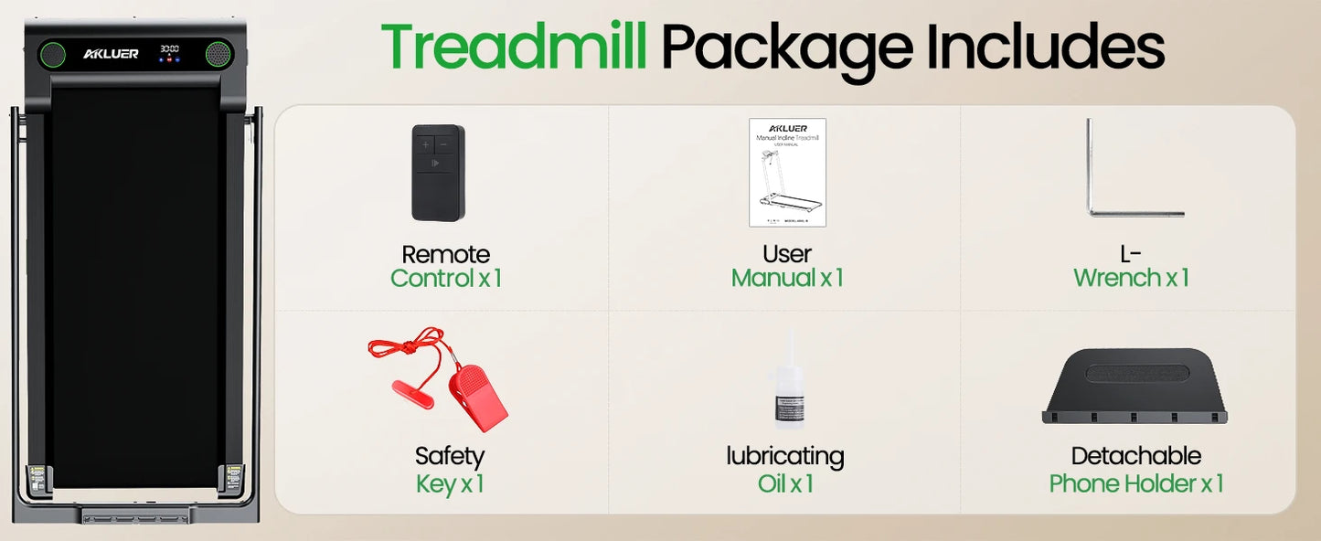 AKLUER Walking Pad Treadmill 2.5HP Desk Treadmill Quiet 45dB Foldable With Remote For Home Office