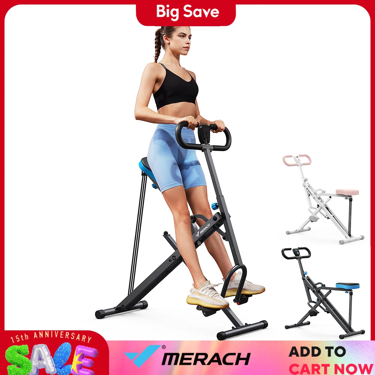 MERACH 2in1 Foldable Squat and Rowing Machine for Home Fitness