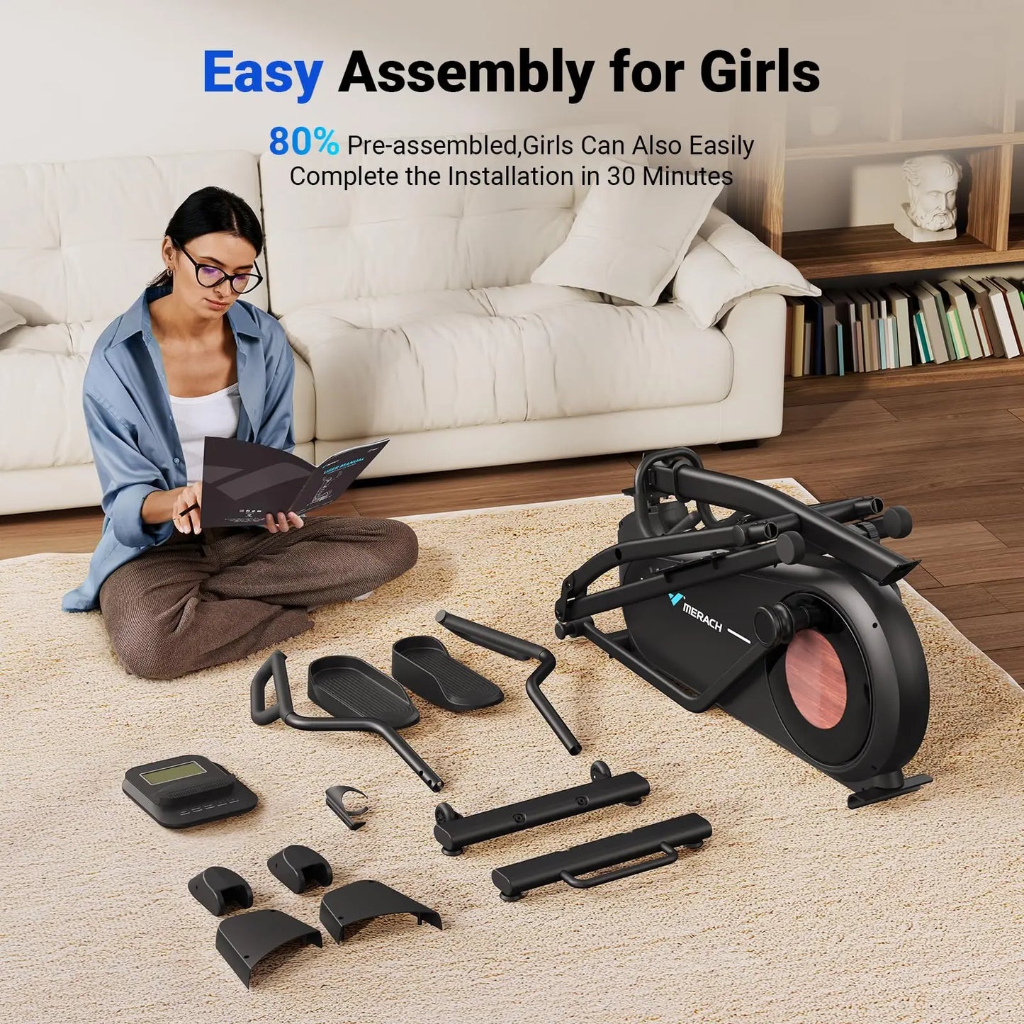 MERACH Elliptical Trainer With 8 Resistance Levels