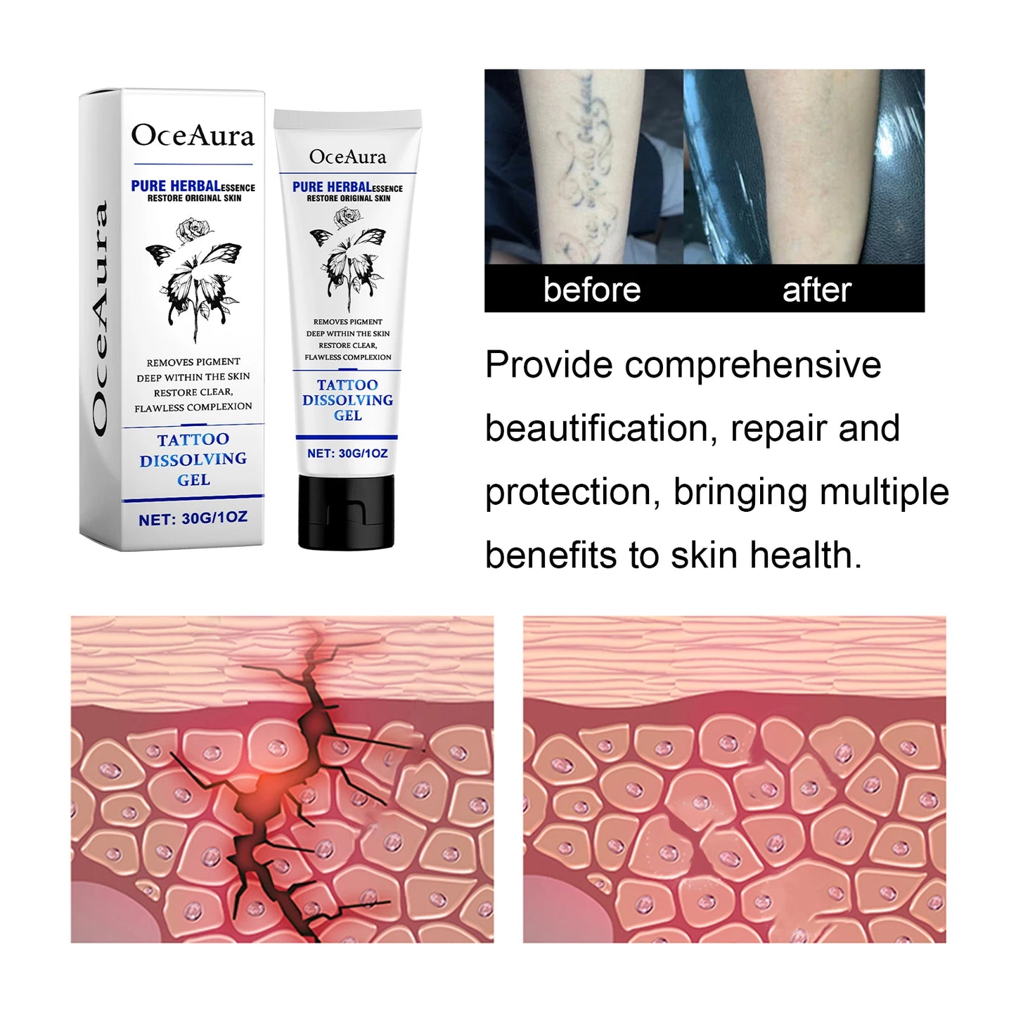 OceAura Tattoo Care Gel Nourishing Repair Skin Barrier