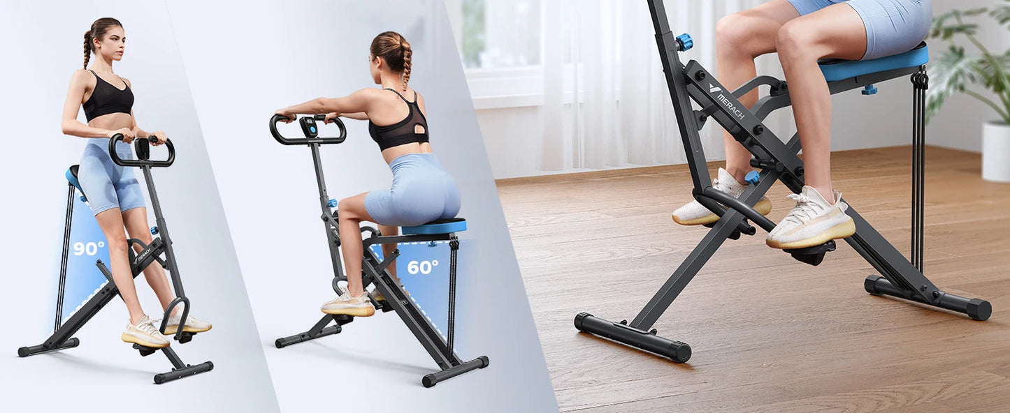 MERACH 2in1 Foldable Squat and Rowing Machine for Home Fitness