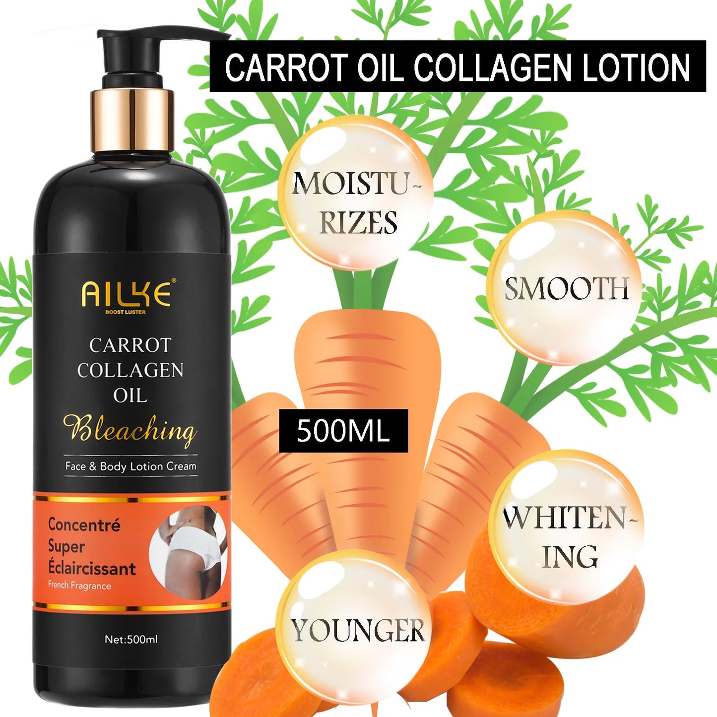 AILKE Whitening Body Lotion With Collagen And Carrot Oil