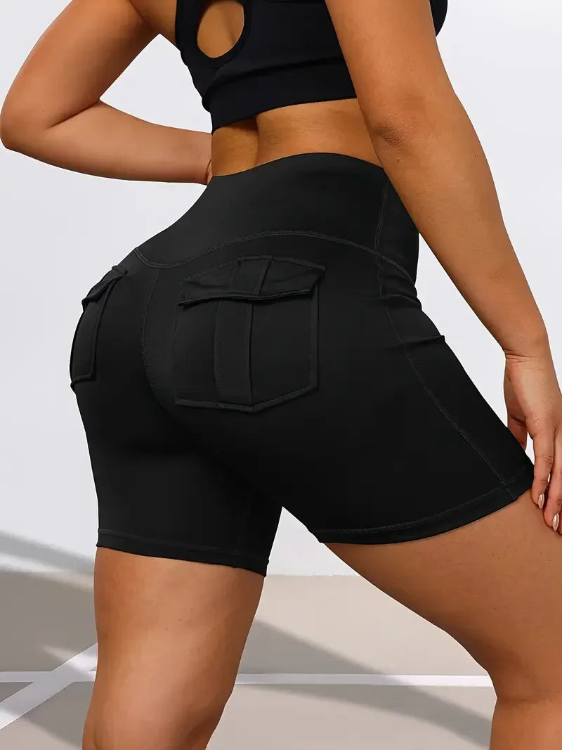CHRLEISURE Women High Waist Butt Lifting Pocket Shorts for Cycling