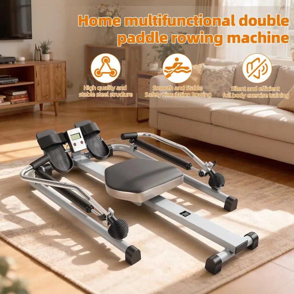 Foldable Hydraulic Rowing Machine With LCD Monitor And Adjustable Resistance
