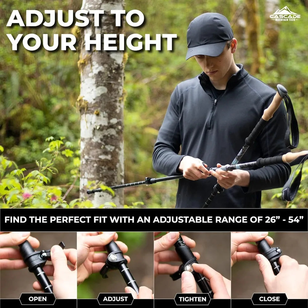 Carbon Fiber Trekking Poles With Adjustable Quick Locks