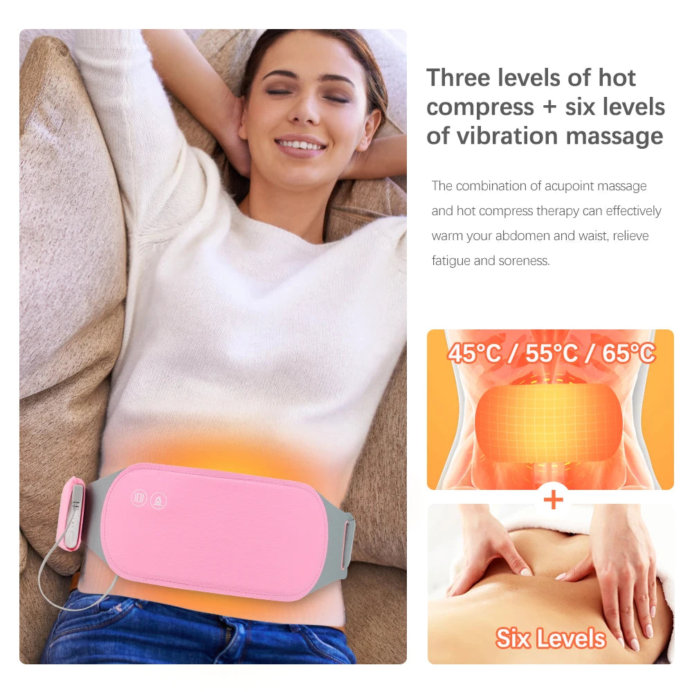 PASTSKY Menstrual Massager Belt With Heating And Vibrating Waist Warmer