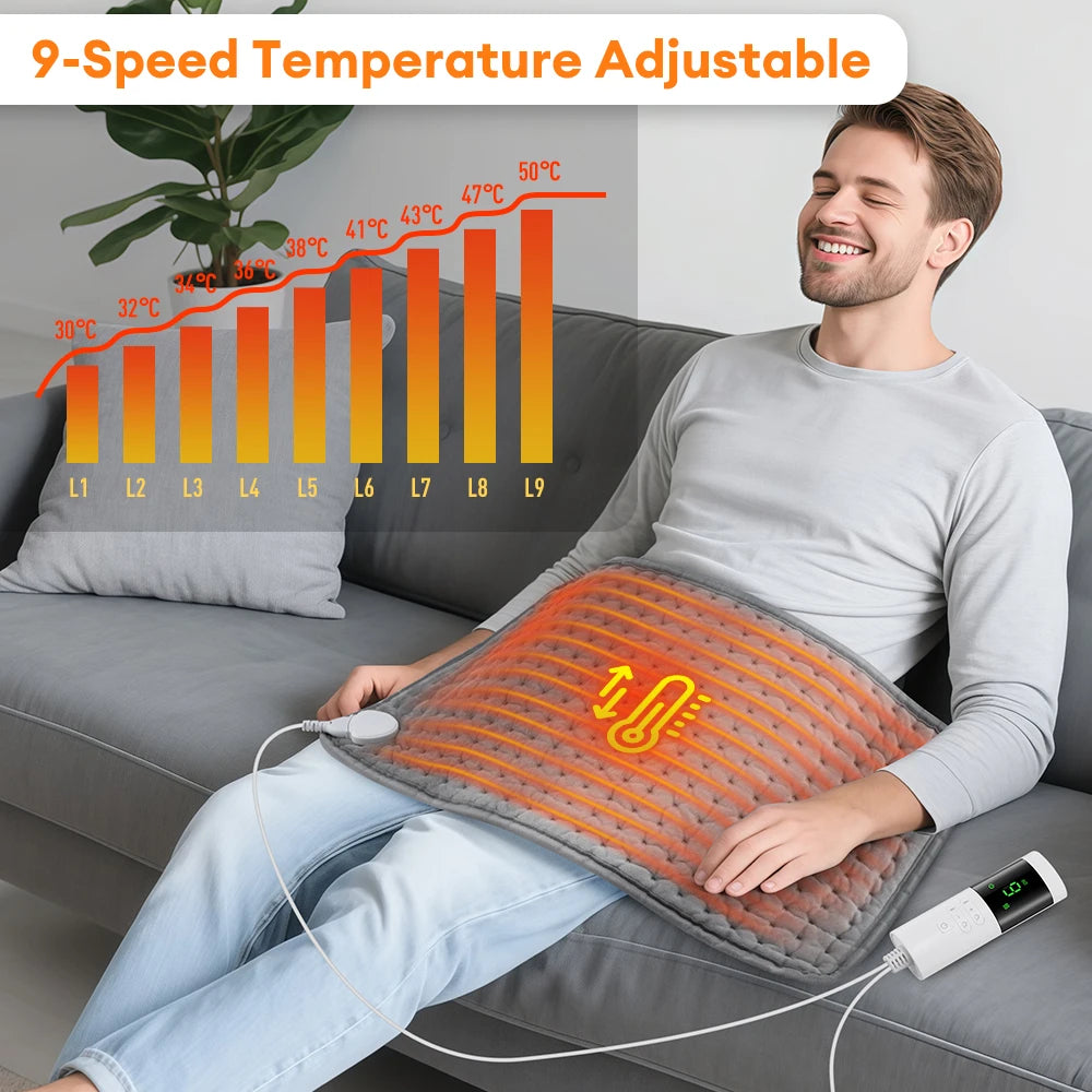 PastSky Microplush Electric Heating Pad for Back Abdomen Pain Relief
