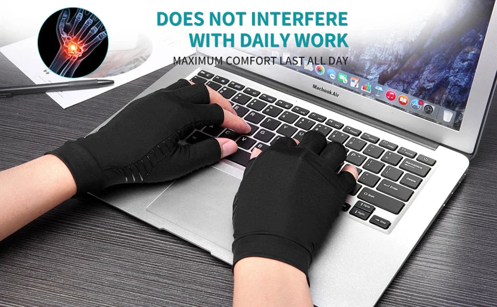 Sposafe Copper Compression Arthritis Gloves Fingerless for Carpal Tunnel
