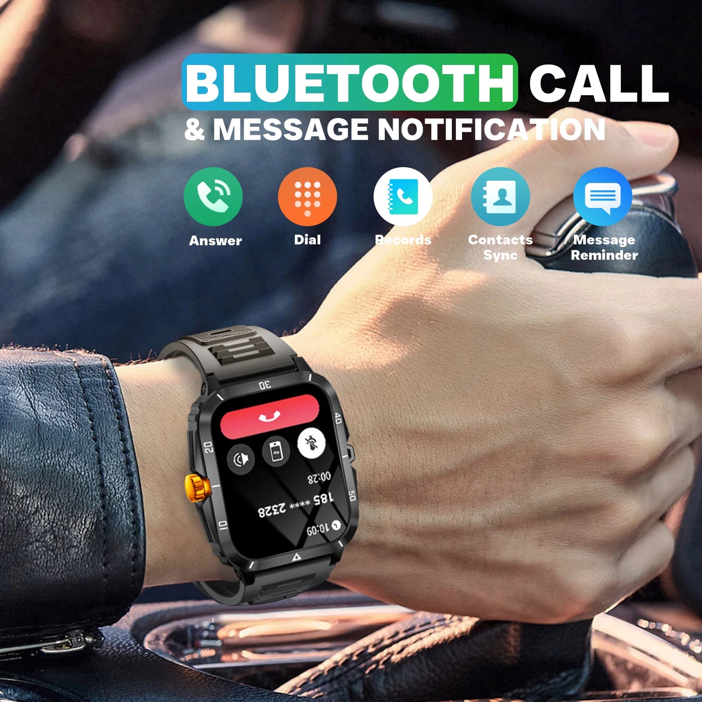 EIGIIS Smart Watch 3ATM Waterproof IPS Screen KT71 Men With 100+ Sport Modes Heart Rate Blood Pressure Bluetooth Call