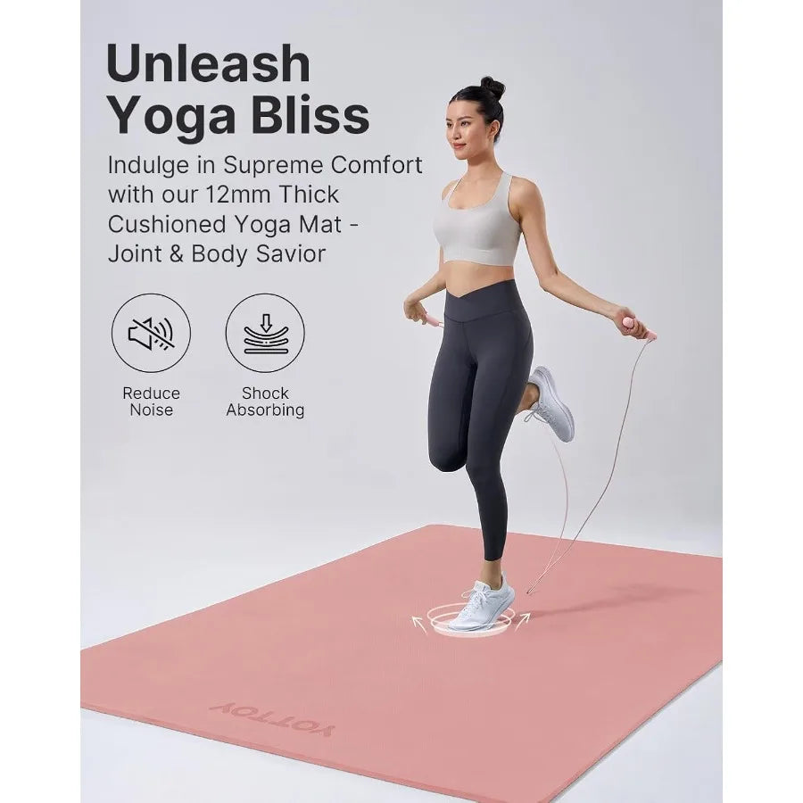 Large Yoga Mat 75 52 1 2 inch Extra Wide TPE Exercise Mat with NonSlip Surface Ideal for Pilates Fitness Training Barefo