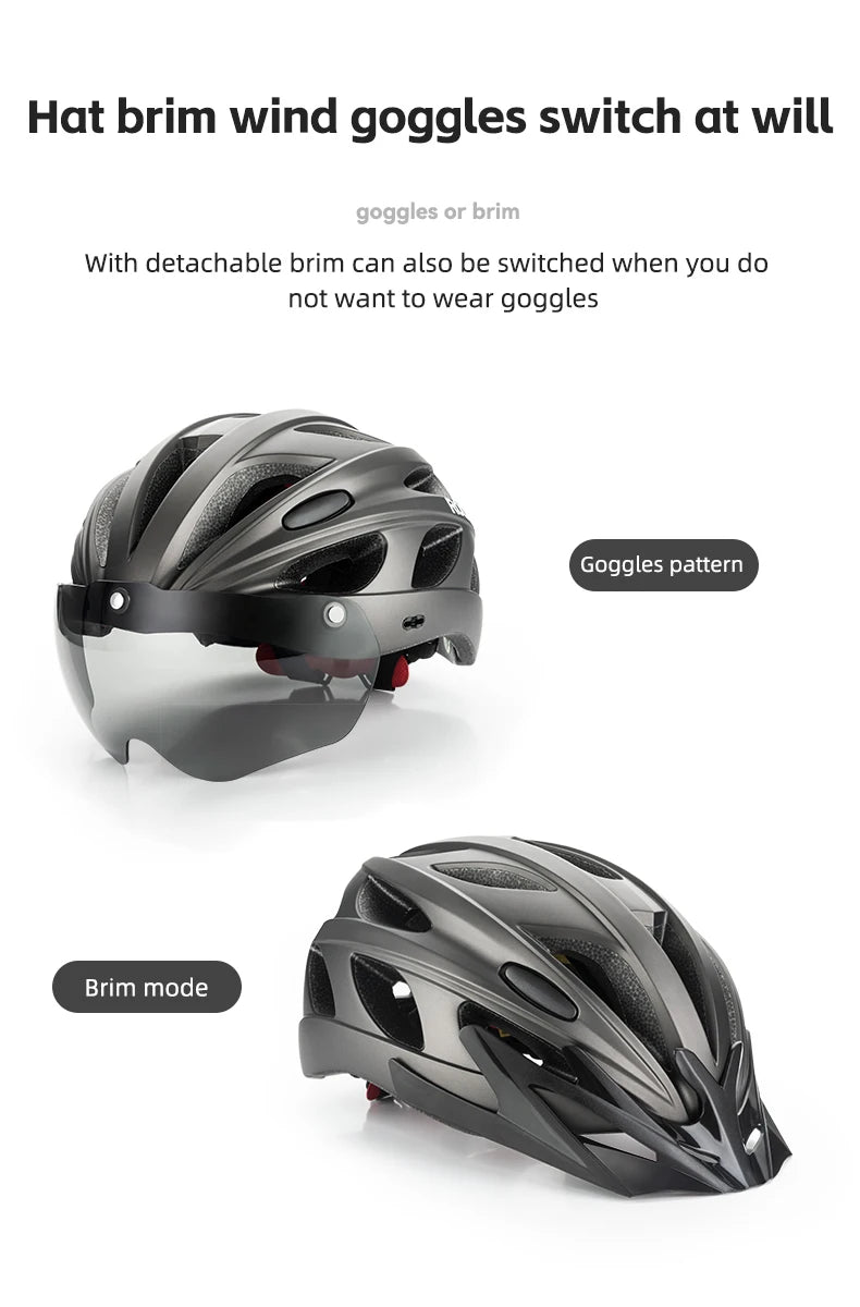 ROCKBROS Cycling Helmet Integrated With Goggles For MTB Road