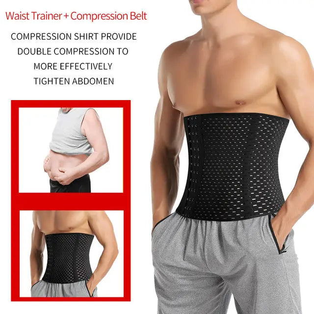 Men's Waist Trainer Shaper Abdomen Reducer Belt High Compression