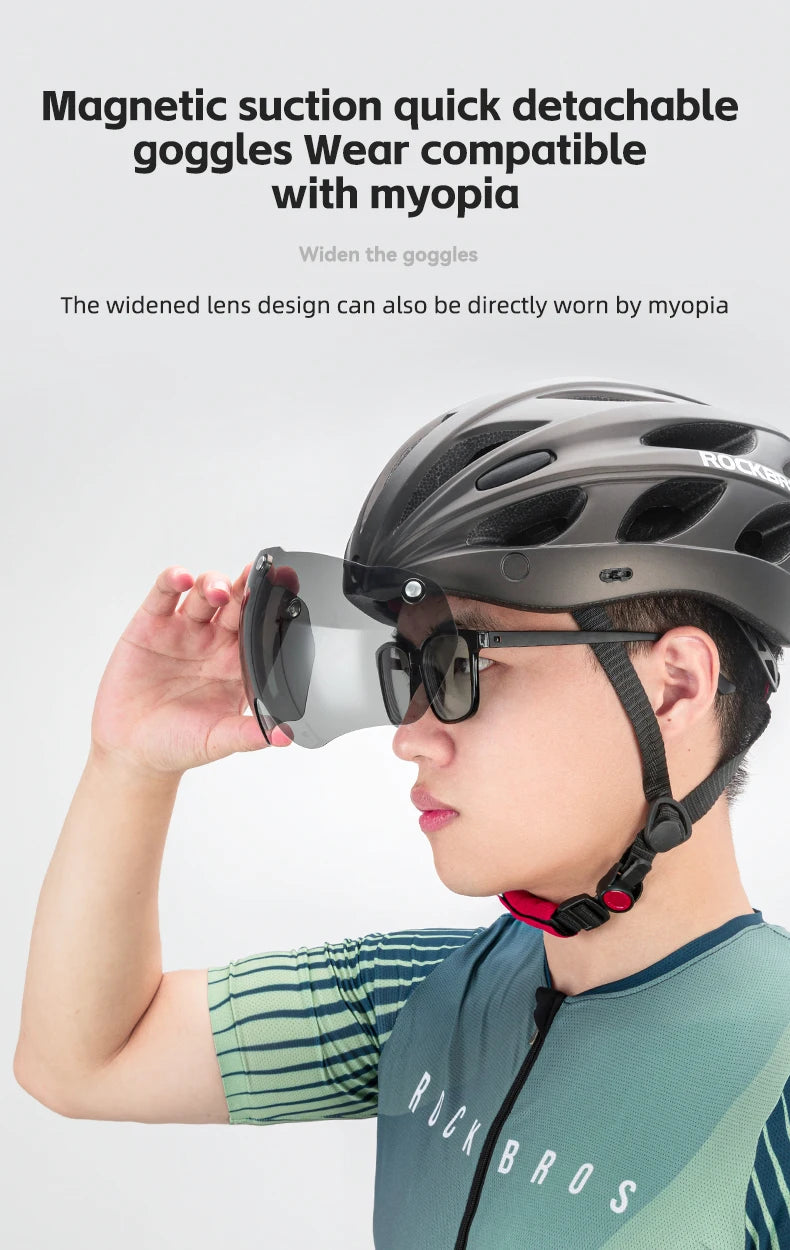 ROCKBROS Cycling Helmet Integrated With Goggles For MTB Road