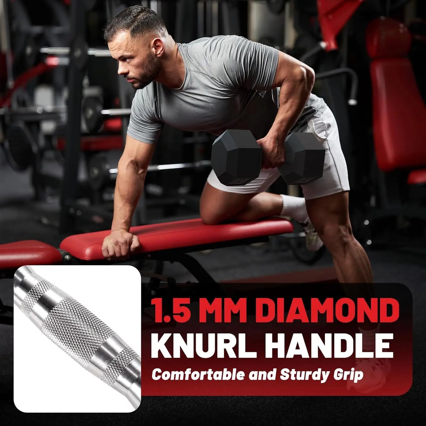 Hex Dumbbell Set With Rack Rubber Coated Weights