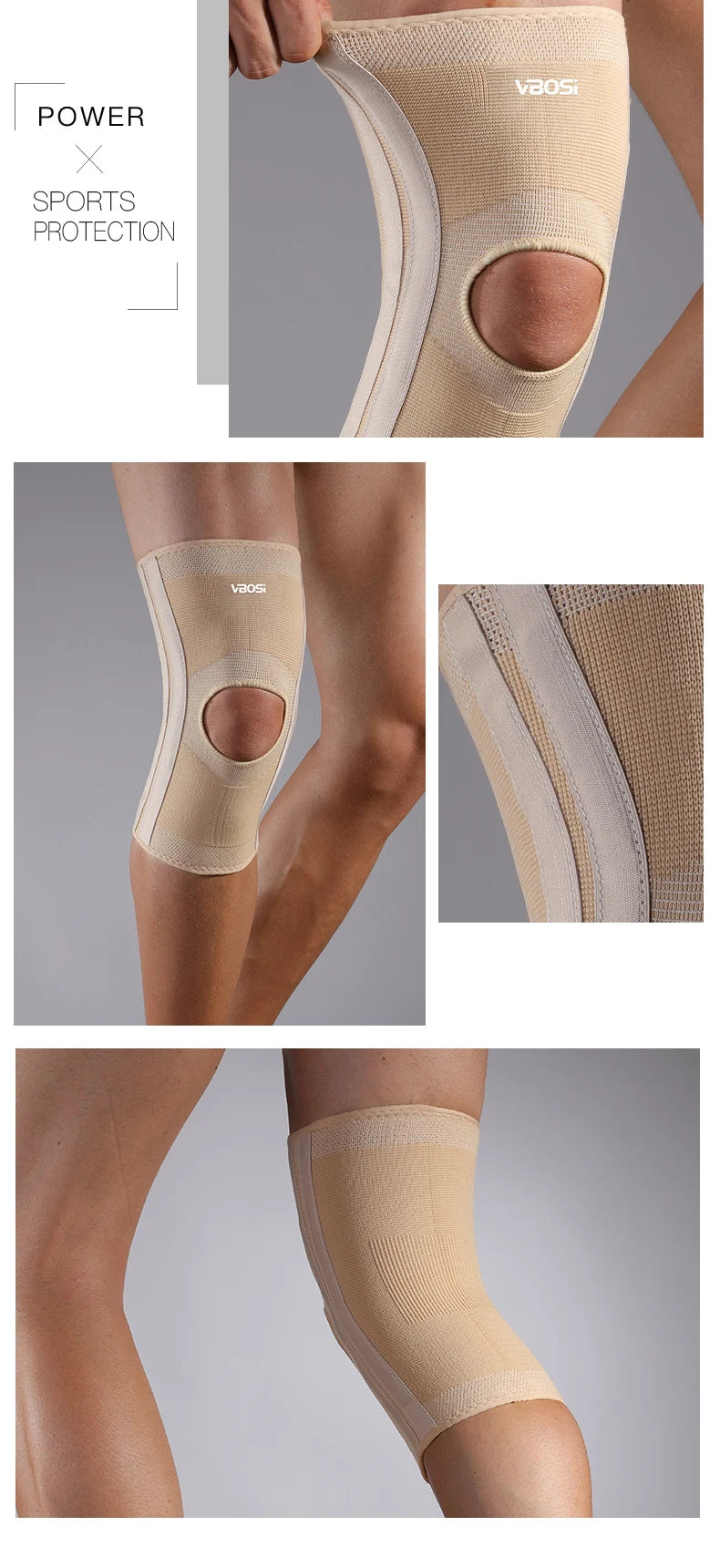 Knee Support Brace Open Patella With Spring Bars High Elasticity