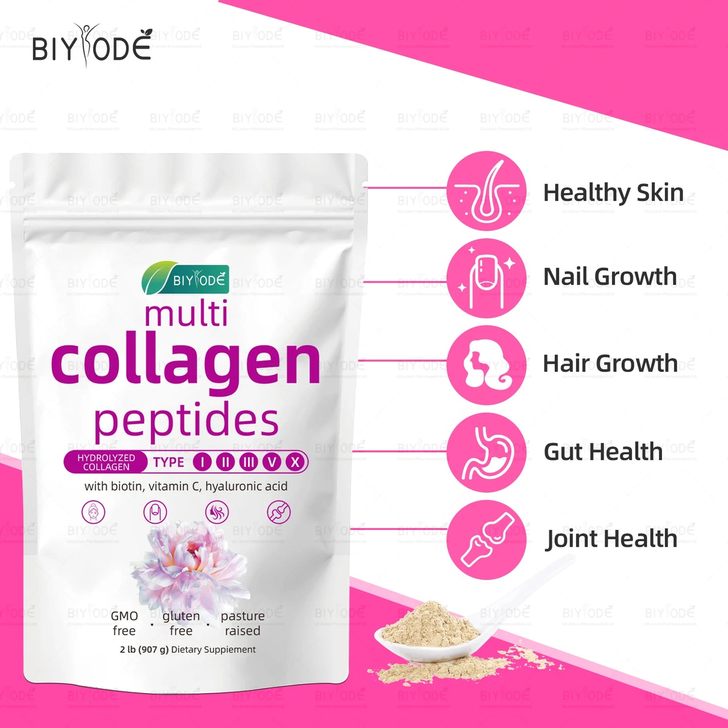BIYODE Hydrolyzed Collagen Powder For Skin Hydration Hair Nails