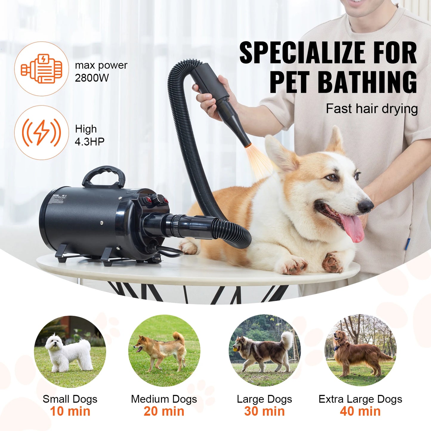 SucceBuy Dog Dryer With Adjustable Speed Temperature Control