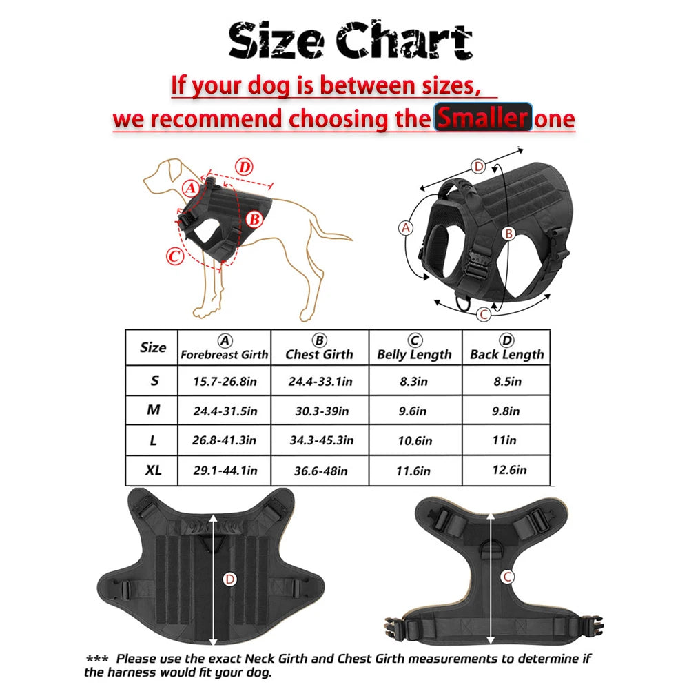 Tactical Padded Dog Harness With Molle Pouches And Quick Release