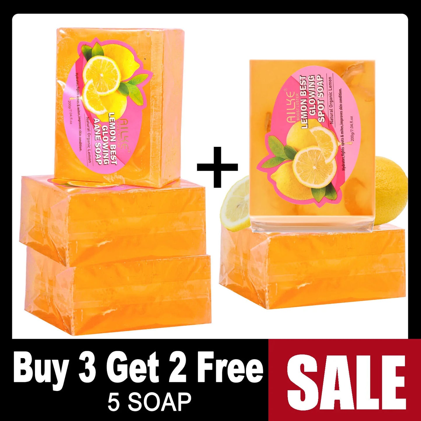 AILKE Dark Spots Acne Remover Soap Bar Lemon Extract