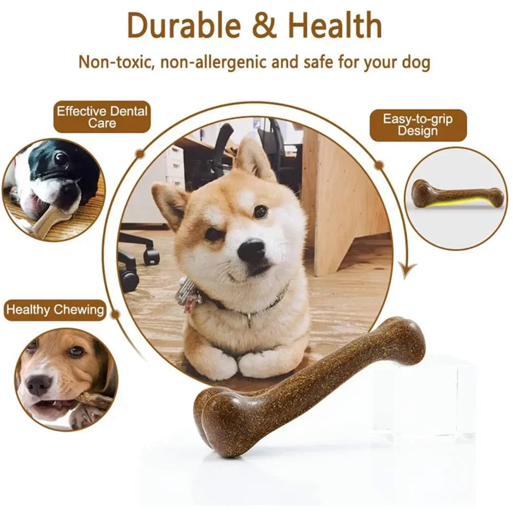 Dog Bone Chews Nearly Indestructible Natural Non Toxic Anti Bite Puppy Toys For All Dogs Dental Care