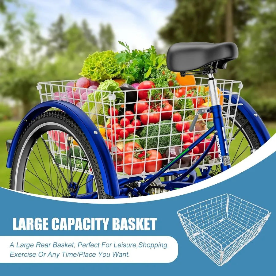 XMSJ Adult Tricycle With Shopping Basket Aluminum Frame