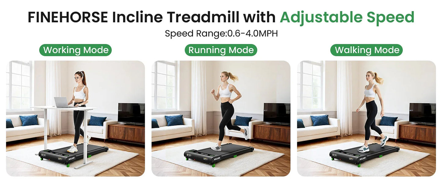 AKLUER 4-In-1 Home Office Walking Treadmill, 2.5 HP Incline Under Desk, Remote Control LED Display