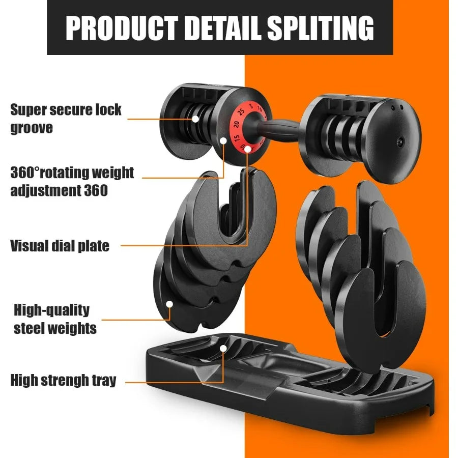 Adjustable Dumbbell with Non Slip Handle for Strength Training