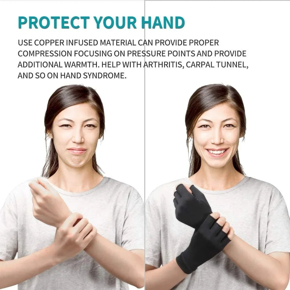 Sposafe Copper Compression Arthritis Gloves Fingerless for Carpal Tunnel
