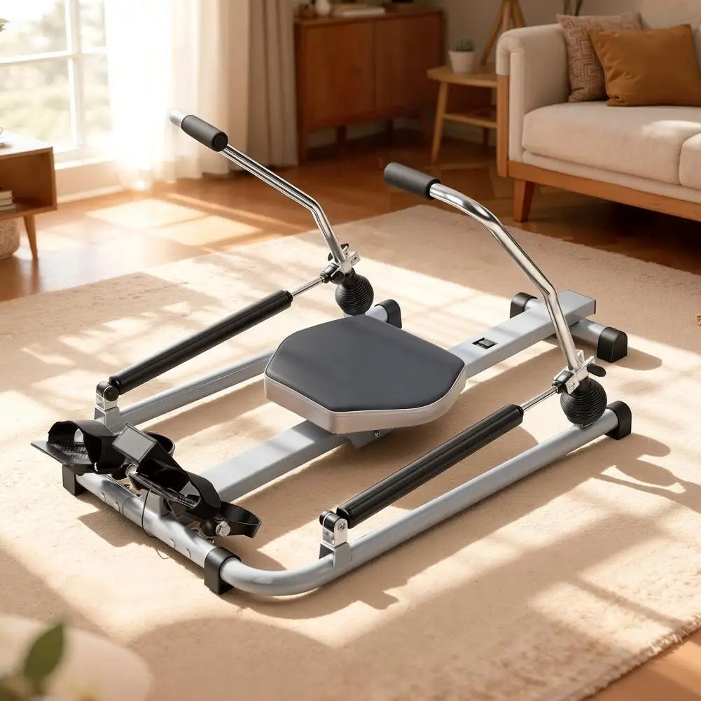 Foldable Hydraulic Rowing Machine With LCD Monitor And Adjustable Resistance